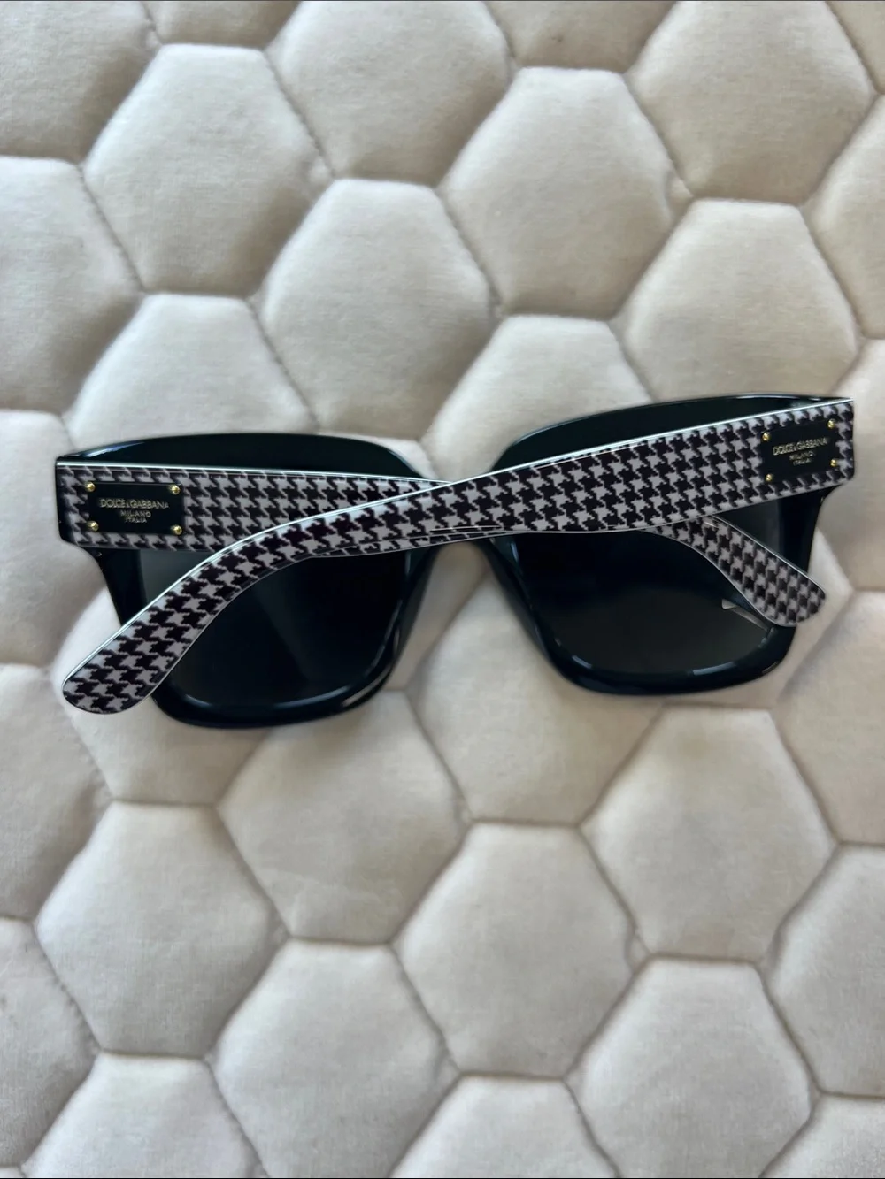 Authentic Dolce & Gabbana Black and White Houndstooth Sunglasses
